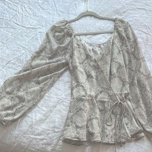 Snakeskin patterned wrap shirt